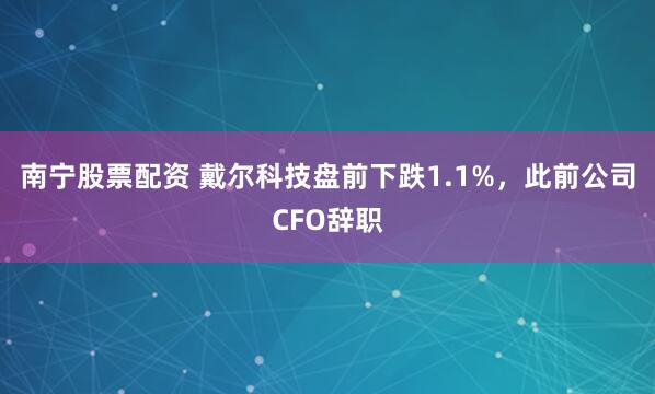 南宁股票配资 戴尔科技盘前下跌1.1%，此前公司CFO辞职